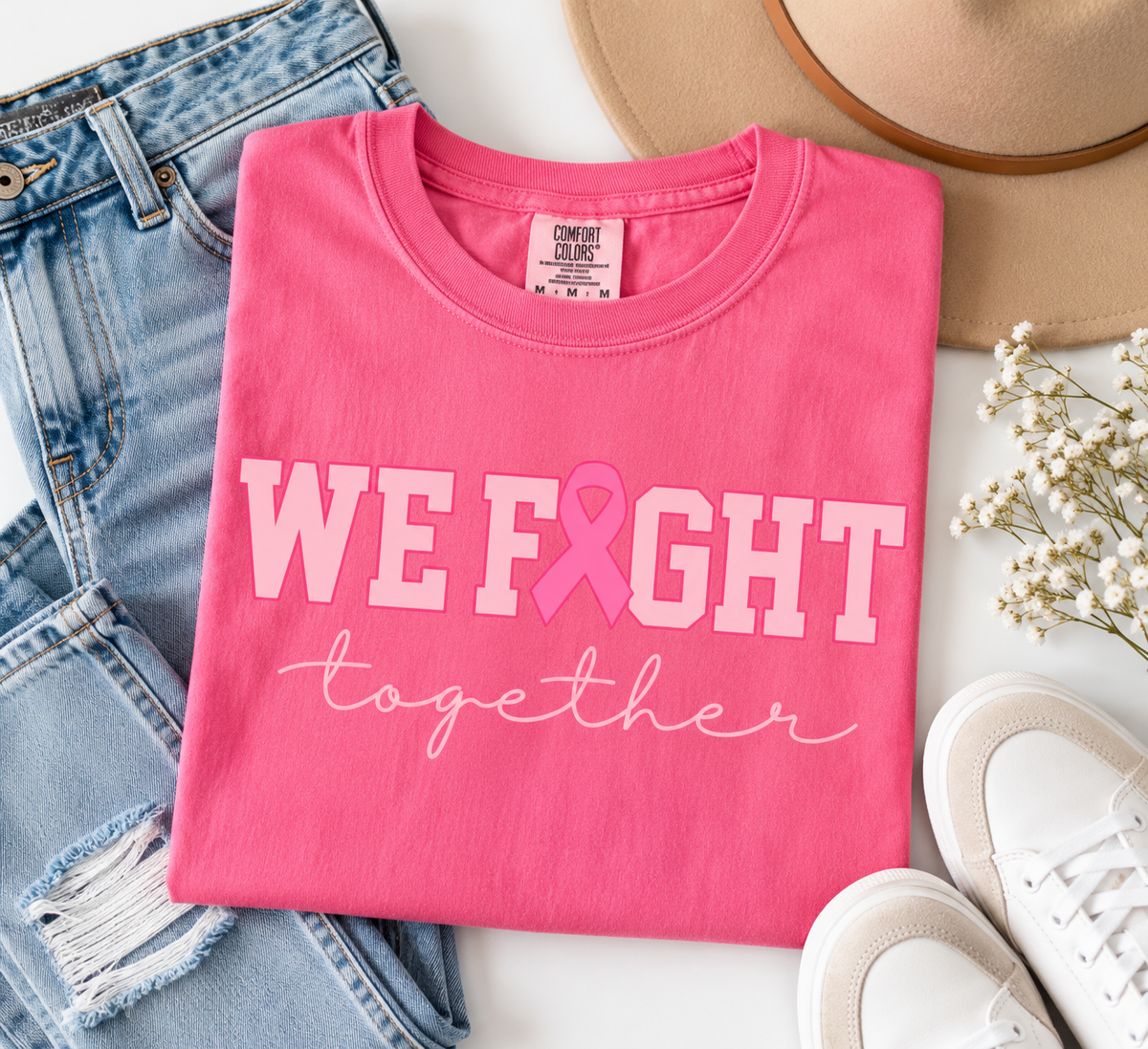 We Fight Together Breast Cancer Awareness Comfort Colors® Tee