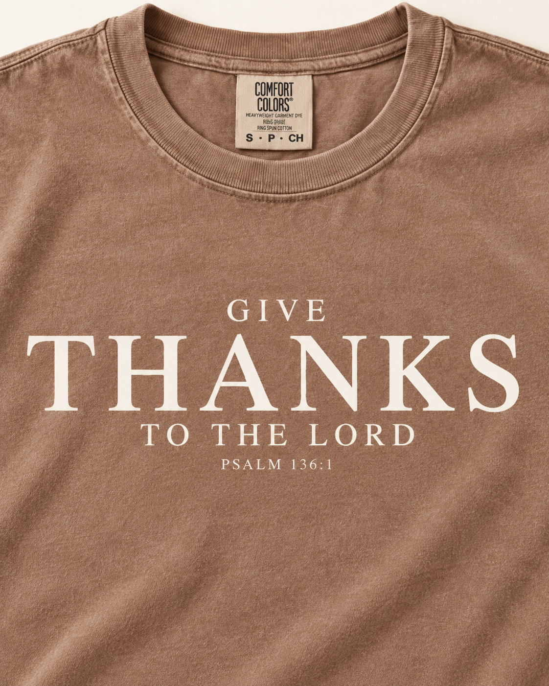 Give Thanks to the Lord Comfort Colors Tee | Psalm 136:1 Christian Shirt | Thanksgiving Faith T-Shirt | DTF Graphic Tee